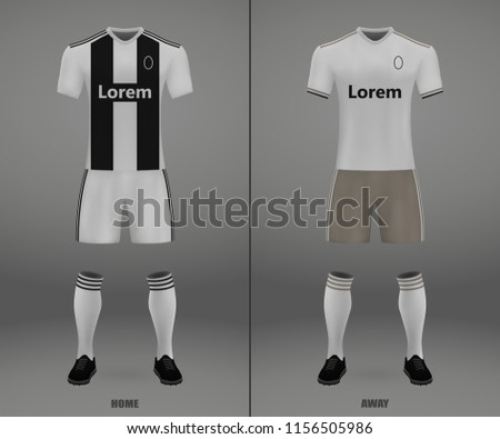 football kit of Juventus 2018-19, shirt template for soccer jersey. Vector illustration