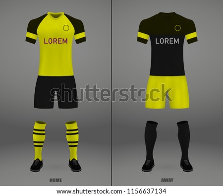 football kit of Borussia Dortmund 2018-19, shirt template for soccer jersey. Vector illustration