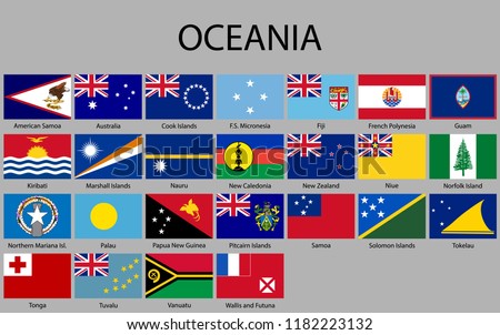 all flags of Oceania. Vector illustration