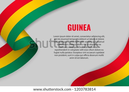 Waving ribbon or banner with flag of . Template for poster design