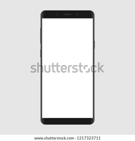 Realistic smartphone mockup with white screen isolated