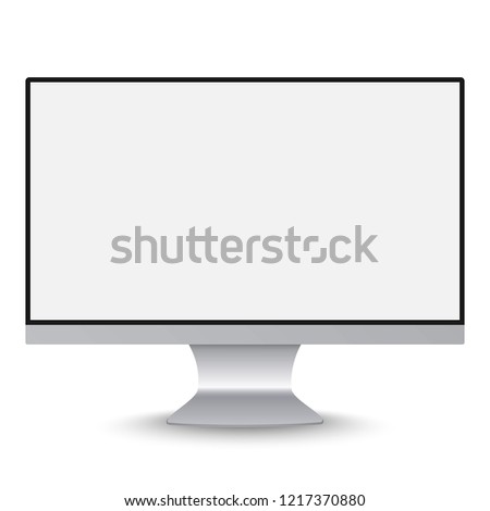 realistic monoblock frame monitor with blank white screen isolated.