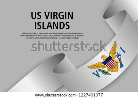 Waving ribbon with Flag of US Virgin Islands, Template for Independence day banner. vector illustration