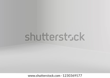 Empty show room with square corner. 3d vector illustration