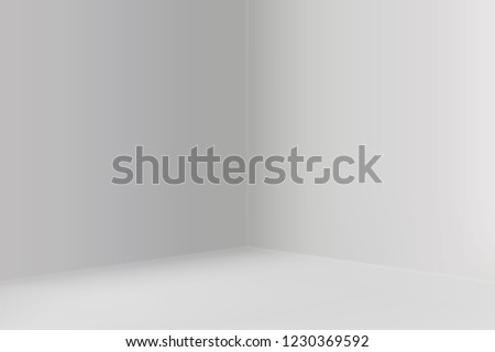 Empty show room with square corner. 3d vector illustration