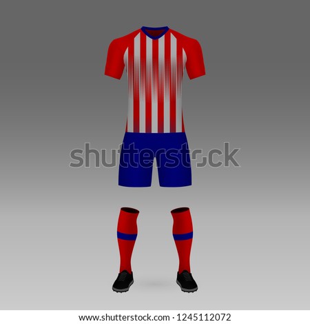 football kit Atletico Madrid, shirt template for soccer jersey. Vector illustration