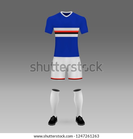 football kit Sampdoria, shirt template for soccer jersey. Vector illustration