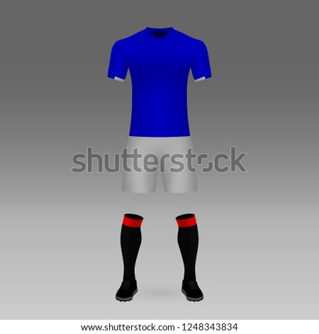 football kit Glasgow Rangers, shirt template for soccer jersey. Vector illustration