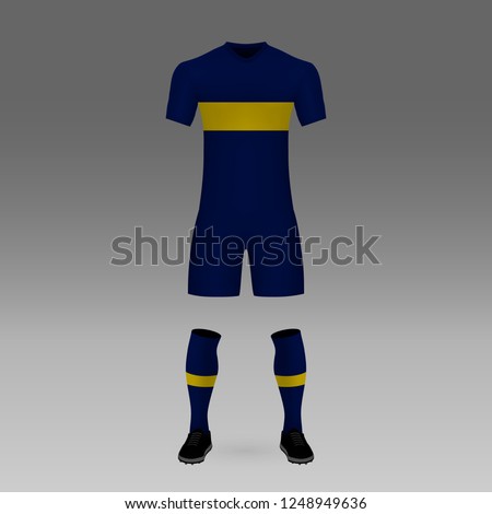football kit Boca Juniors, shirt template for soccer jersey. Vector illustration