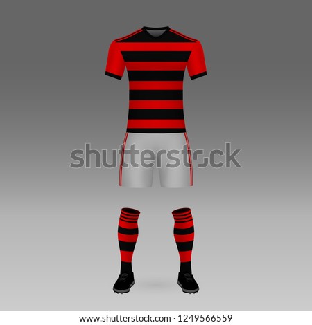 football kit Flamengo, shirt template for soccer jersey. Vector illustration