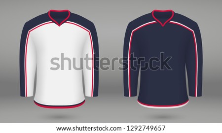 Realistic hockey kit Columbus Blue Jackets, shirt template for ice hockey jersey. Vector illustration
