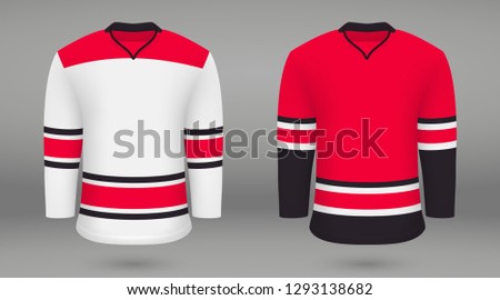 Realistic hockey kit Carolina Hurricanes, shirt template fori ce hockey jersey. Vector illustration