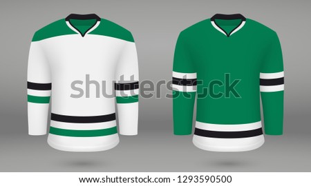 Realistic hockey kit Dallas Stars, shirt template for ice hockey jersey. Vector illustration