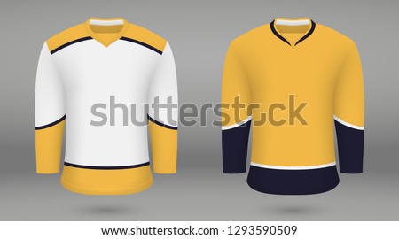 Realistic hockey kit Nashville Predators, shirt template for ice hockey jersey. Vector illustration