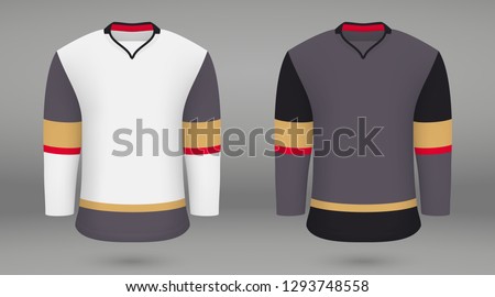Realistic hockey kit Vegas Golden Knights, shirt template for ice hockey jersey. Vector illustration