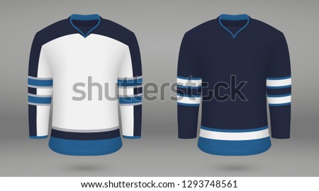 Realistic hockey kit Winnipeg Jets, shirt template for ice hockey jersey. Vector illustration