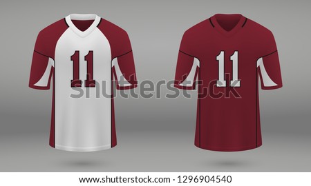 Realistic american football jersey of Arizona Cardinals, shirt template for kit. Vector illustration