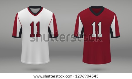 Realistic american football jersey of Atlanta Falcons, shirt template for kit. Vector illustration