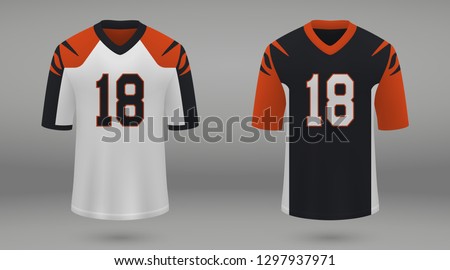 Realistic american football jersey Cincinnati Bengals. shirt template for kit. Vector illustration