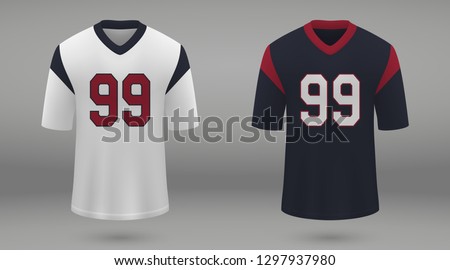 Realistic american football jersey Houston Texans, shirt template for kit. Vector illustration