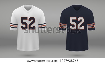Realistic american football jersey Chicago Bears. shirt template for kit. Vector illustration