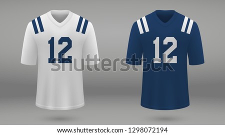 Realistic american football jersey Indianapolis Colts, shirt template for kit. Vector illustration