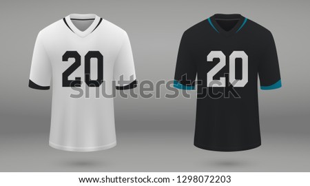 Realistic american football jersey Jacksonville Jaguars, shirt template for kit. Vector illustration