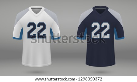 Realistic american football jersey Tennessee Titans, shirt template for kit. Vector illustration