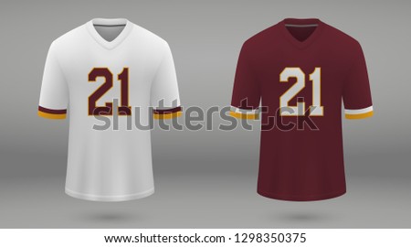 Realistic american football jersey Washington Redskins, shirt template for kit. Vector illustration