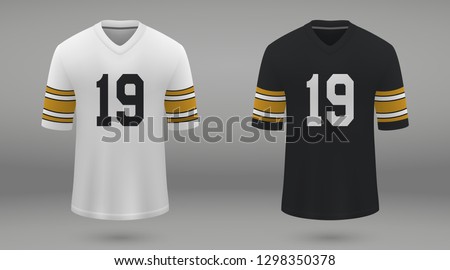 Realistic american football jersey Pittsburgh Steelers, shirt template for kit. Vector illustration
