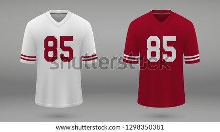 Realistic american football jersey San Francisco 49ers, shirt template for kit. Vector illustration