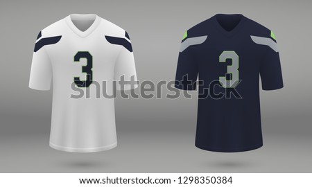 Realistic american football jersey Seattle Seahawks, shirt template for kit. Vector illustration