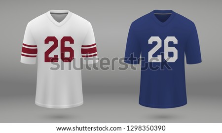 Realistic american football jersey New York Giants, shirt template for kit. Vector illustration