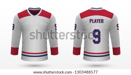 Realistic sport shirt, Montreal Canadiens jersey template for ice hockey kit. Vector illustration