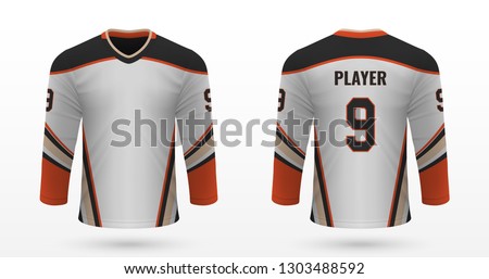 Realistic sport shirt, Anaheim Ducks jersey template for ice hockey kit. Vector illustration