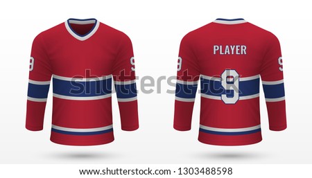 Realistic sport shirt, Montreal Canadiens jersey template for ice hockey kit. Vector illustration