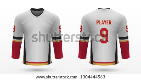 Realistic sport shirt, Calgary Flames jersey template for ice hockey kit. Vector illustration