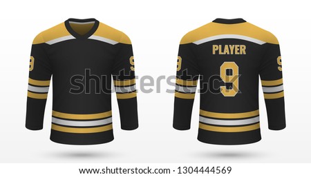 Realistic sport shirt, Boston Bruins jersey template for ice hockey kit. Vector illustration