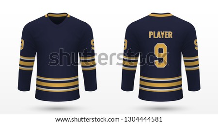 Realistic sport shirt, Buffalo Sabres jersey template for ice hockey kit. Vector illustration