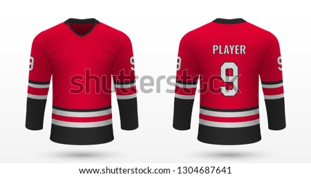 Realistic sport shirt, Carolina Hurricanes jersey template for ice hockey kit. Vector illustration