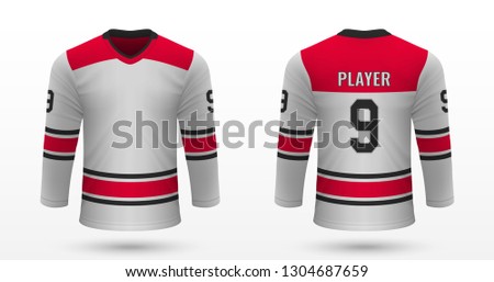 Realistic sport shirt, Carolina Hurricanes jersey template for ice hockey kit. Vector illustration