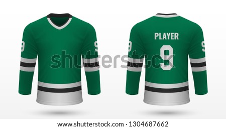 Realistic sport shirt, Dallas Stars jersey template for ice hockey kit. Vector illustration