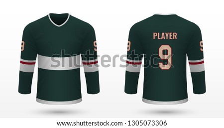 Realistic sport shirt, Minnesota Wild jersey template for ice hockey kit. Vector illustration