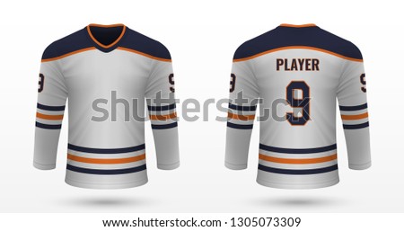Realistic sport shirt, Edmonton Oilers jersey template for ice hockey kit. Vector illustration
