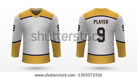Realistic sport shirt, Nashville Predators jersey template for ice hockey kit. Vector illustration