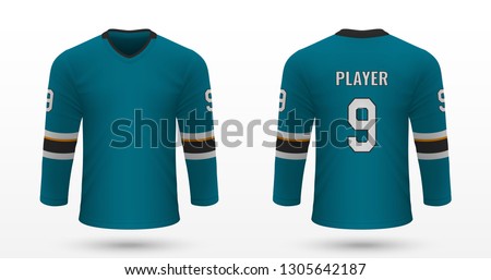 Realistic sport shirt, San Jose Sharks jersey template for ice hockey kit. Vector illustration