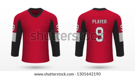 Realistic sport shirt, Ottawa Senators jersey template for ice hockey kit. Vector illustration