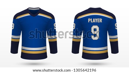 Realistic sport shirt, St. Louis Blues jersey template for ice hockey kit. Vector illustration