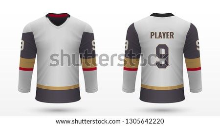 Realistic sport shirt, Vegas Golden Knights jersey template for ice hockey kit. Vector illustration
