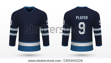 Realistic sport shirt, Winnipeg Jets jersey template for ice hockey kit. Vector illustration